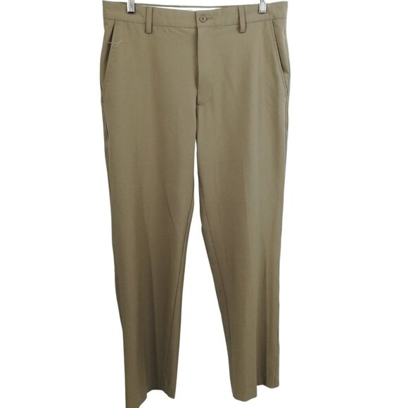 FootJoy Khaki Flat Front Golf Pants Size 34 x 32 Stretch Pockets Performance - Picture 1 of 12